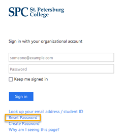 Login page for St. Petersburg College.