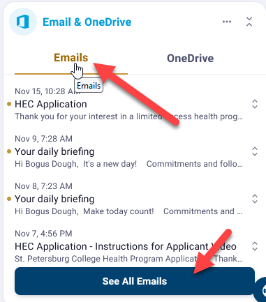 Email interface with messages listed.