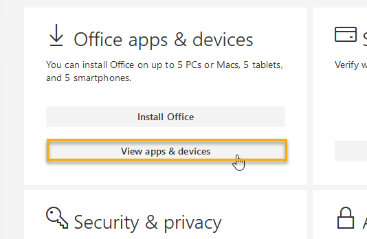 Office apps and devices installation options.
