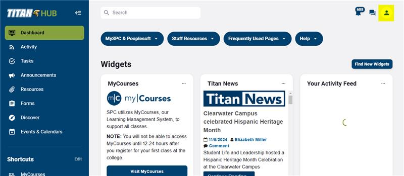 Dashboard of an online learning platform.