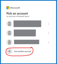 Account selection screen for Microsoft Azure.