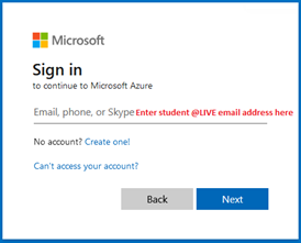 Microsoft Azure sign-in screen.