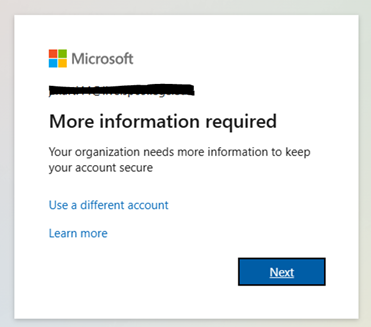 Microsoft account security prompt.