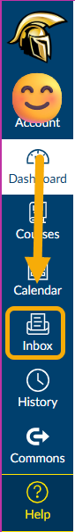 Sidebar menu with icons for account and inbox.