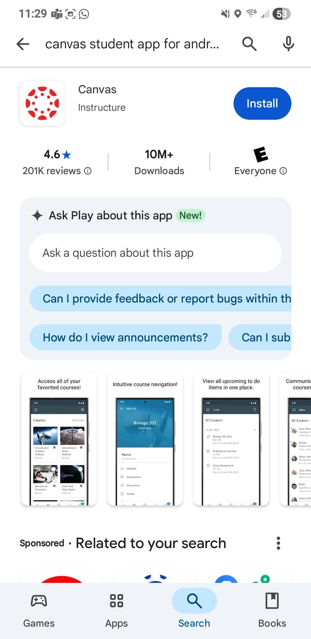 canvas app android