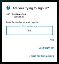 Login prompt with number verification.