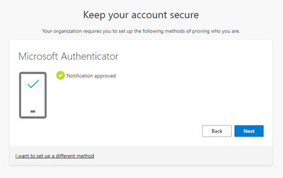 Microsoft Authenticator notification approved screen.