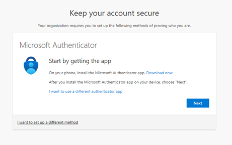 Microsoft Authenticator setup instructions.