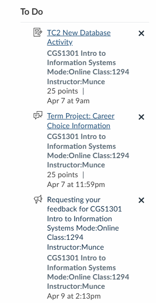 screenshot of to do list