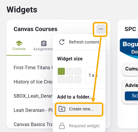 how to create a widget folder