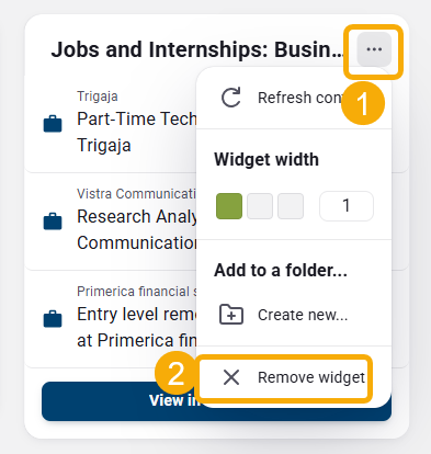 click the ellipses, then choose remove widget from dropdown menu